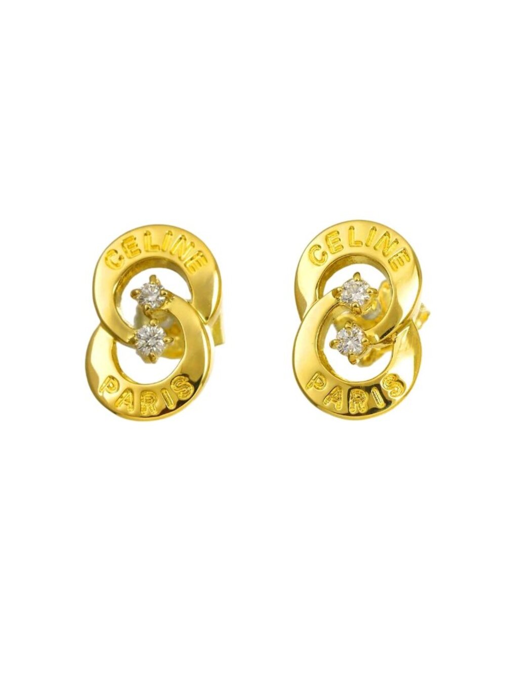Celine Circle Earrings Diamond 0.06 18k Yellow Gold 750 Logo